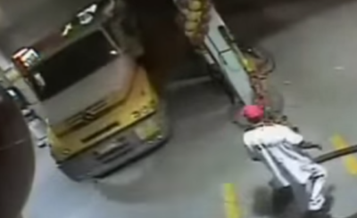 Truck Driver Crashes into a Gas Station Texting and Driving
