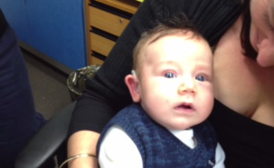 7 Week Old Baby Hears for the First Time and Smiles VIDEO