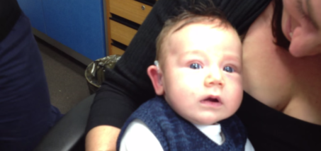 7 Week Old Baby Hears for the First Time and Smiles VIDEO