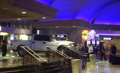 Man In Pickup Truck Crashes Into Stratosphere Hotel / Casino Ryan Brown