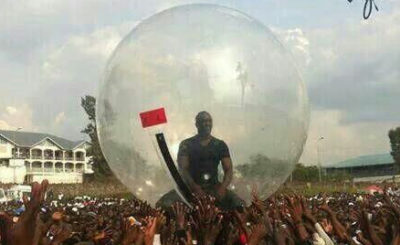 Akon in a Giant Hamster Ball at a Concert