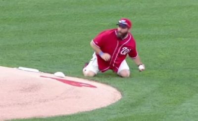 Army vet tosses grenade-style first pitch VIDEO