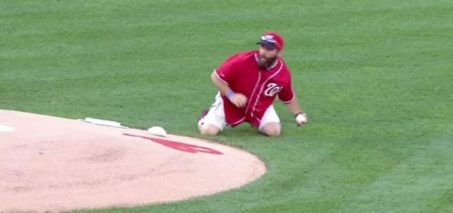 Army vet tosses grenade-style first pitch VIDEO