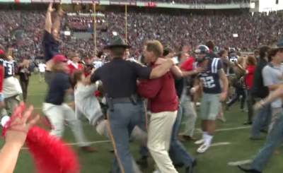 Mess With Nick Saban get Chokeslammed VIDEO