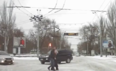 People Helping the Elderly Cross the Street VIDEO