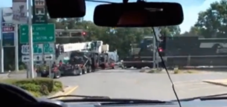 Stalled Semi Truck Hit By Train in Louisiana VIDEO