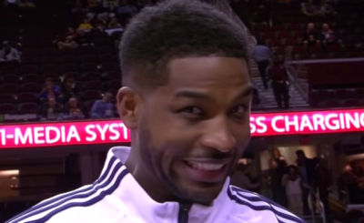 Tristan Thompson Kisses Sideline Interviewer VIDEO