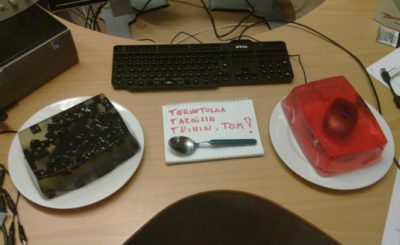 Welcome Back to Work Tom! Mouse and Keyboard in Jello