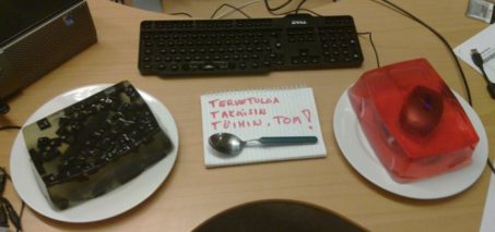 Welcome Back to Work Tom! Mouse and Keyboard in Jello