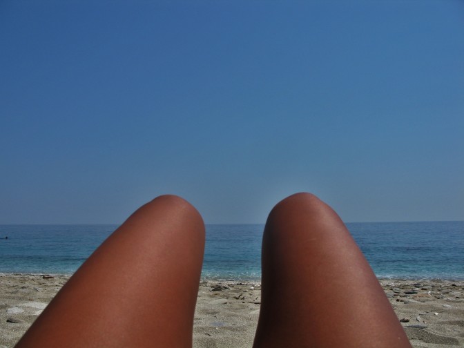 hot dog legs at the beach