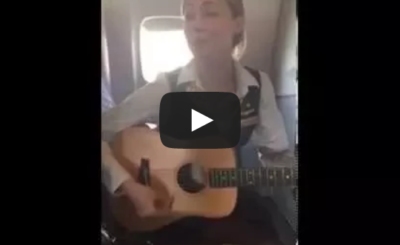 Flight Attendant Robynn Shayne breaks out "Royals"