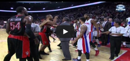 Andre Drummond flagrant foul on James Johnson: Raptors at Pistons