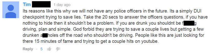 Murfreesboro Checkpoint Police Caught LYING on Camera YouTube comment