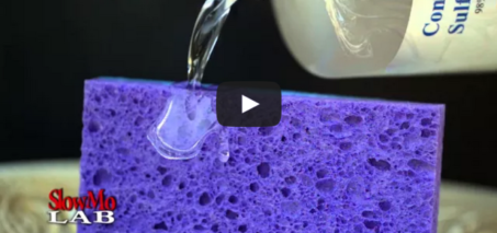 Sulfuric Acid and Sponge Reaction in Slow Motion | Slow Mo Lab