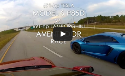 Tesla Model S P85D vs Lamborghini Aventador Race
