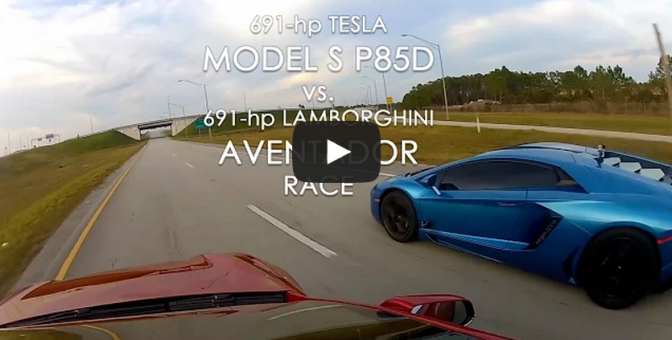 Tesla Model S P85D vs Lamborghini Aventador Race