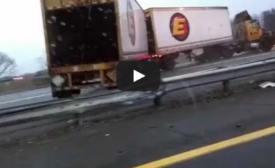 1.18.15 NJ Turnpike I-95 Crash - Black Ice - Trailer flip