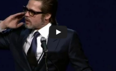 Brad Pitt leads awards ceremony sing along