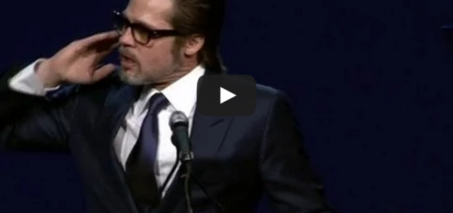Brad Pitt leads awards ceremony sing along