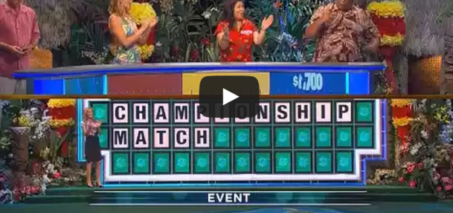 Wof "Championship Match" guess with 1 letter showing