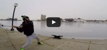 Paul Rabil Throws a Lacrosse Ball Across Baltimore Harbor