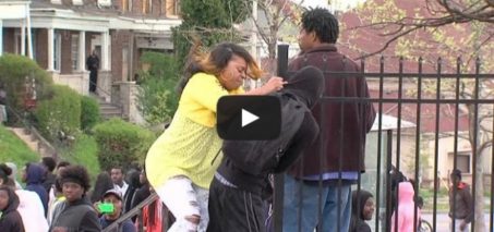 Angry mother beats son for participating in Baltimore riots