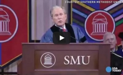 George W. Bush jokes during SMU commencement