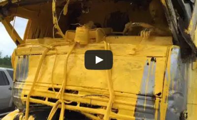 yellow paint truck crash