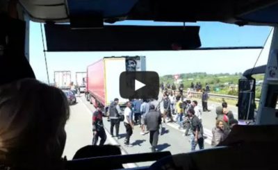 Rioting migrants yesterday- Calais to Dover port