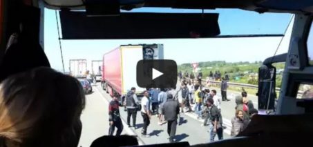 Rioting migrants yesterday- Calais to Dover port