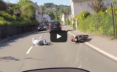 Scooter rider deliberately rammed off the road