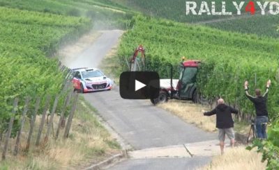 Neuville almost crash with a tractor