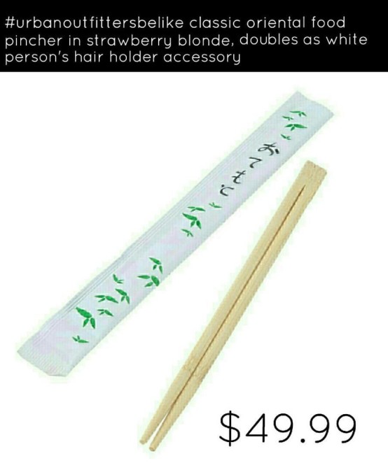 Urban Outfitters be like classic oriental food pincher in strawberry blonde, doubles as white person's hair holder accessory