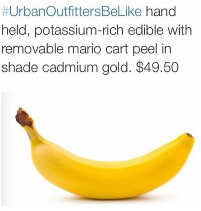 Urban Outfitters be like hand held potassium rich edible with removable mario cart peel in shade cadmium gold