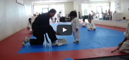 Little Boy Trying To Break Board In Taekwondo