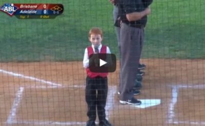 Kid battles through hiccups; performs AMAZING anthem