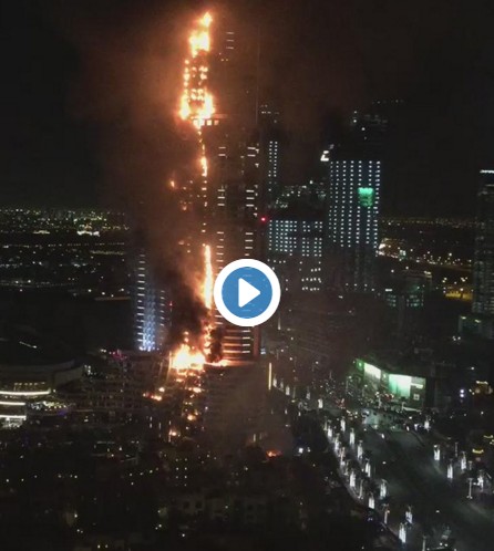 Address Hotel in Dubai is completely engulfed in flames right now.