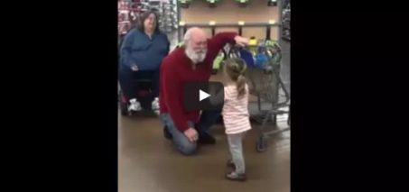 Little girl mistakes a shopper for Santa and he plays along!