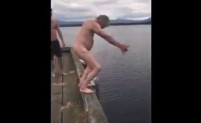 Move bitch - Old man jumping off dock bitch move