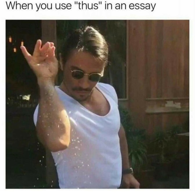 when you use thus in an essay